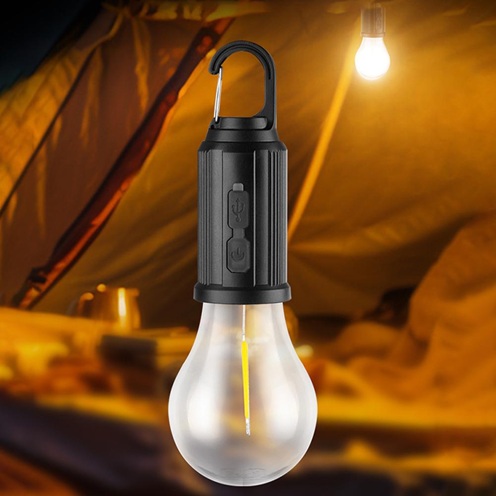 Outdoor Solar Powered LED Lamp Bulbs USB Charging Camping Light Portable Night Light Waterproof Flashlight Hook Up Handheld Lamp