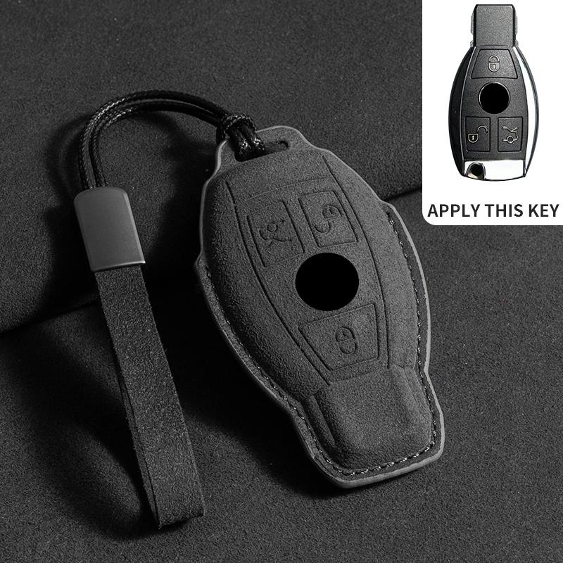 Suede Car Key Case Cover Shell for Mercedes Benz A C E S G Class W177 W205 W213 W222 X167 Amg Glc Cle Cla Glb Gls Car Key Bag