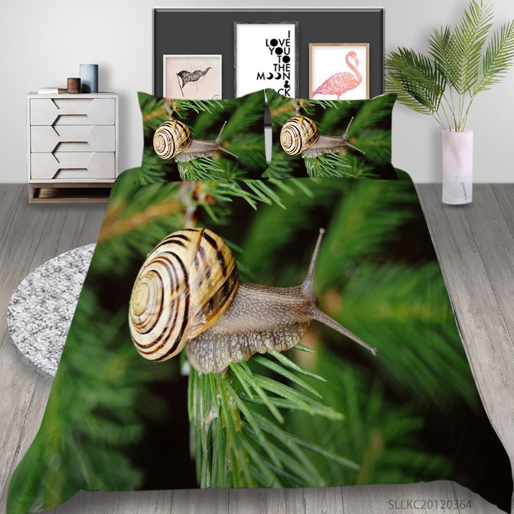 Bedding Cover Suit 2/3 Pcs Snail Home Bedclothes Unique Design Insects Quilt Covers with Pillowcase Bed Sets
