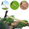 Hand Cultivator with Wooden Handle Garden Hand Rake Tool Dual-purpose Hoe Mini Hoe and Cultivator for Loosening Or Weeding Soil