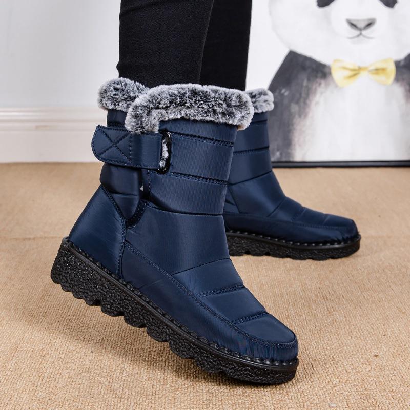 Foreign trade fur collar imitation rabbit hair tall tube warm women's snow boots Velcro waterproof women's boots casual women's shoes