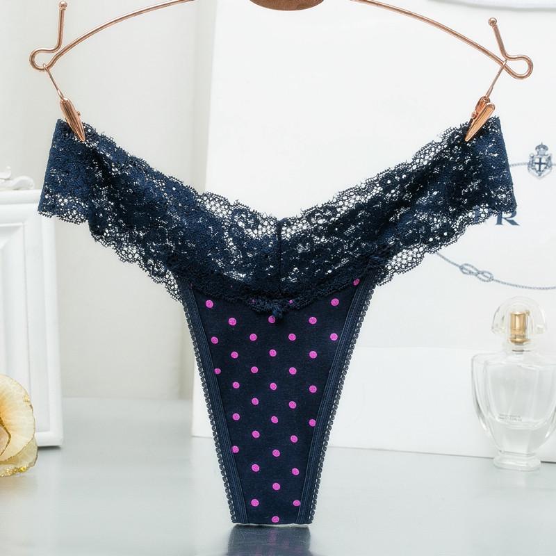 

Нижнее белье из хлопка, сексуальные кружевные трусы, женские стринги с полосками и леопардовым принтом, дышащее, удобное нижнее белье XXL темно-синий