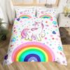 Unicorn Bedding Set Full QueenCartoon Rainbow Animal Comforter Cover Kids Girls Glitter Unicorn Duvet Cover Kawaii Quilt Cover