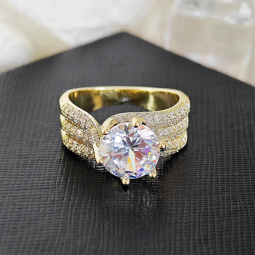 10MM Cubic Zirconia Wedding Bands Ring for Women Luxury Crystal CZ Ring Engagement Accessories New Arrival Trendy Jewelry