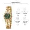 Vintage socialite style emerald gemstone watch six-piece gold watch necklace bracelet ring earrings set, suitable for dating, bi