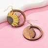 Bohemian Sunflower Wooden Acrylic Earrings