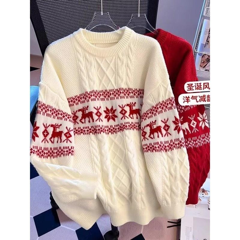 Girls Fair Isle Knit Sweater Winter Thick Soft Pullover Top Sweet Style