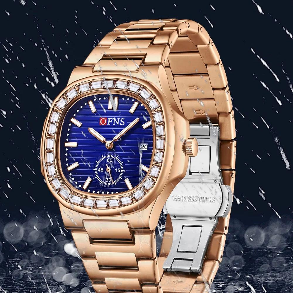 Women's Quartz Luxury Watch Fashion Square Waterproof Calendar Stainless Steel Strap Watch