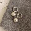 New Cute Pearl Studs Hoop Earrings For Women  Color Eardrop Minimalist Tiny Huggies Hoops Wedding Fashion Jewelry