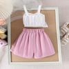 Girls Fashion Suit Summer Children's Multi-colored Suit Bow Halter with Trouser Skirt Suit