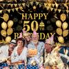 50th Birthday Decorations for Men Women - Happy 50th Birthday Banner Party Decorations Black Gold 50 Years Birthday Party Suppiles Background for