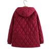 Autumn Winter Plus Size Parkas Women Clothing Loose Fit Padded Jacket Fashion Hooded Argyle Split Thin Cotton Coat