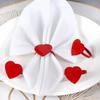 4Pcs Valentine'S Day Love Napkin Circle Dining Table Heart Shaped Tissue Buckle Wine Bouquet Ring Party Decoration Ornament