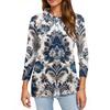 Women's Fashion Casual Lapel Short 3/4 Sleeve Print Shirt Women's Button Up Tops