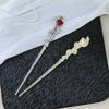 Red Zircon Snake Shape Hair Sticks Hairpin for Women Chinese Style Trendy Punk Metal Crystal Hair Accessories Headwear Hairstyle
