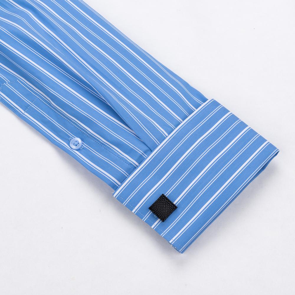 Camicia da Smoking da Uomo in Modal a Righe con Collo Windsor e Polsino alla Francese Include Gemelli, Abbigliamento Formale Professionale Elegante