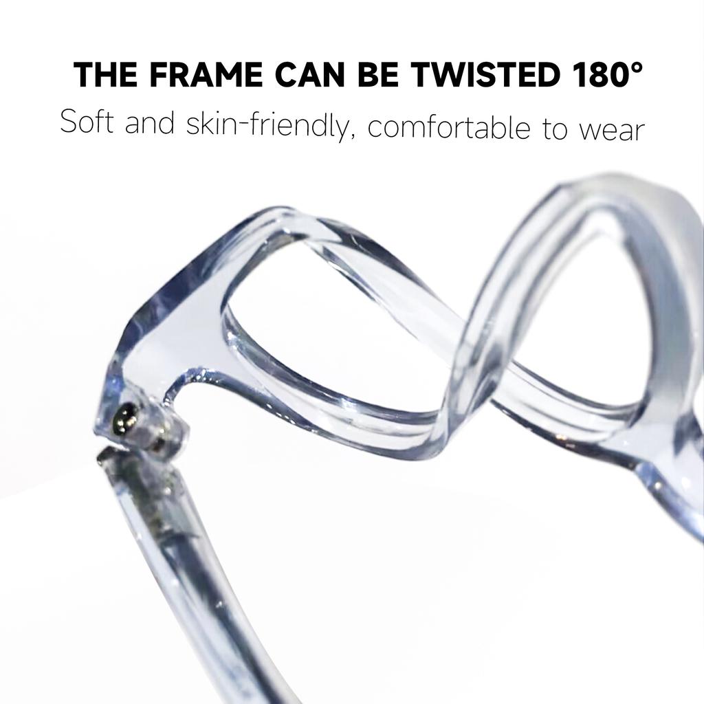 Teens Vision Correction Eyeglasses Plastic Oval Shaped Big Shaped Frame Spring Hinge Size 50 Flexible Bendable Kids 9-15Y