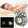 4 Inch Metal Twin Bell Alarm Clock Super Loud Alarm Clock with Night Light Retro Bedside Clock Silent Table Desk Alarms Clocks
