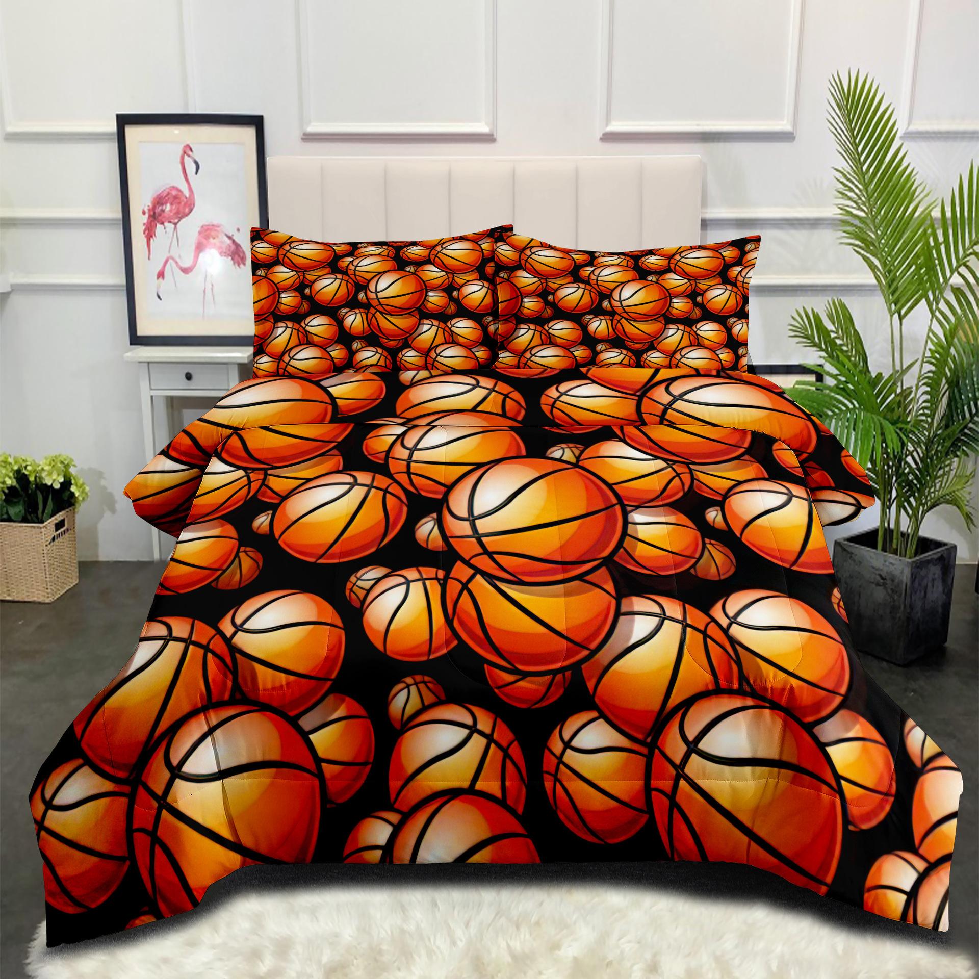 

Digital Printing Feather Silk Cotton Quilt Sports Basketball Quilt Core Fat Quilt Home Textile Quilt Cover Three-piece Set 140*200cm