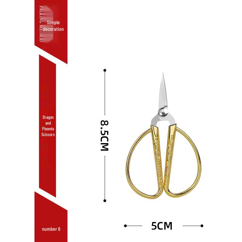 Gold Dragon & Phoenix Scissors for Ribbon Cutting, Retro Weddings, and Tailoring. Exquisite Handmade Design.