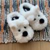 Fashion Winter Womens Cotton Slippers Cartoon Dog Couple Non-Slip Warm Indoor Home Slippers Plush Fluffy Comfortable Floor Slippers