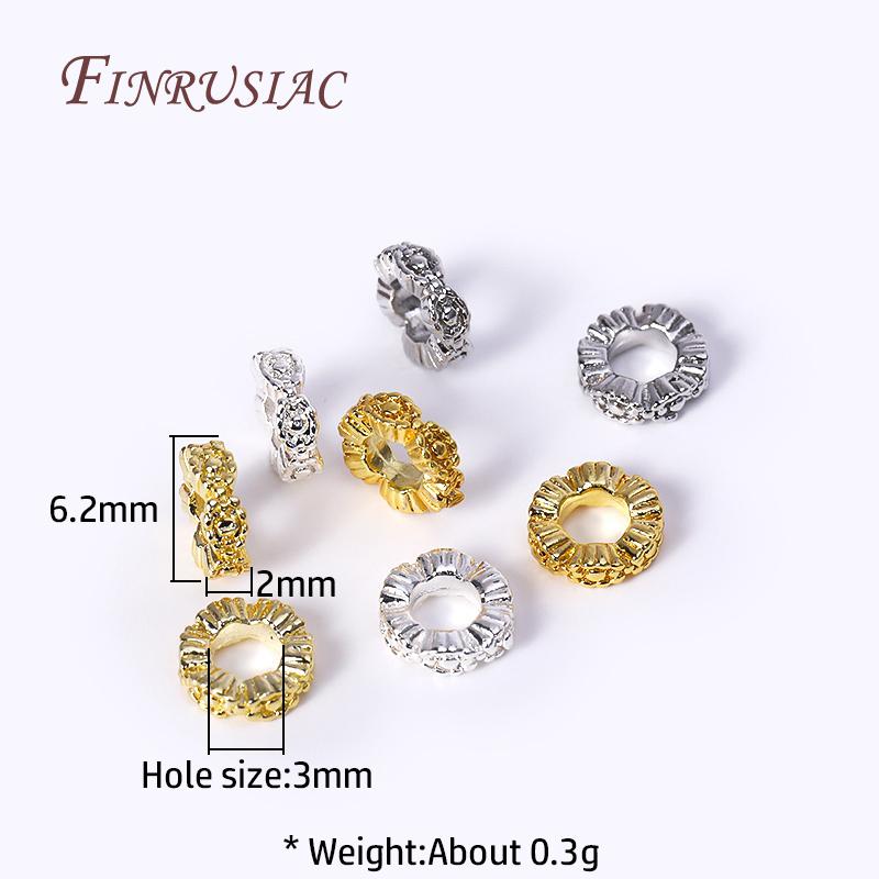 Delicate Lace Pattern Flat Spacer Beads For DIY Bracelet Necklace Making Wholesale 6.2x2mm 18K Gold Plated Brass Spacer Bead