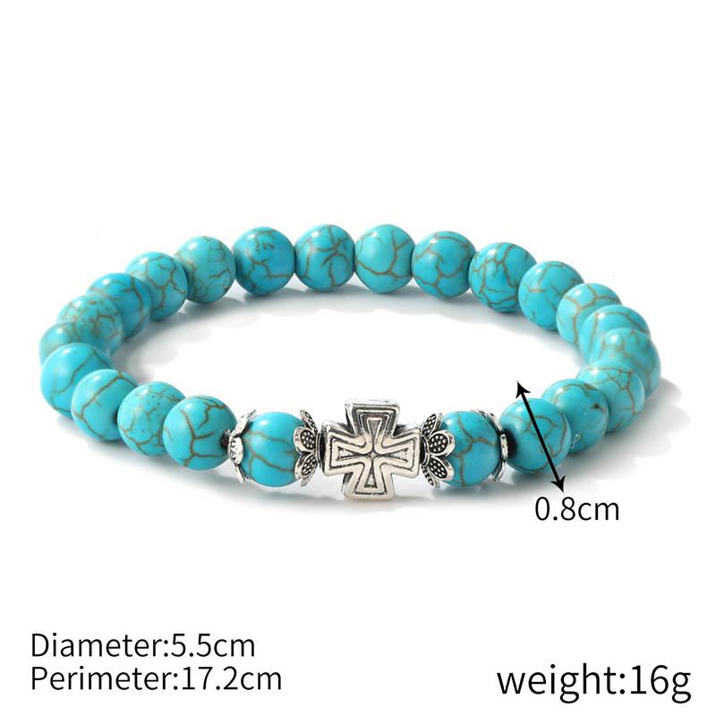 Evil Eye Charm Bracelets Owl Butterfly Starfish Braclets Lucky  Gift 8mm Synthetic Turquoise Stone Bracelet for Women Men