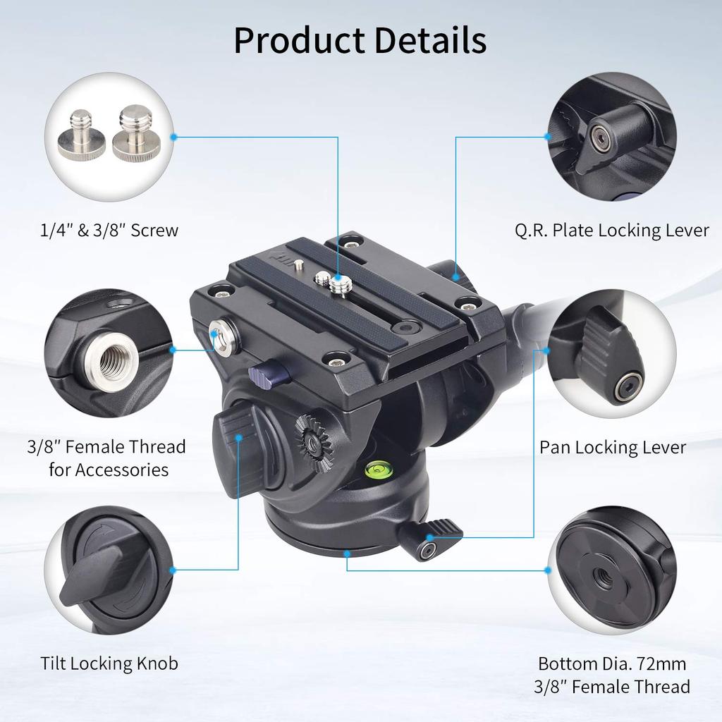 Tripod Fluid Head INNOREL F80 Drag Pan Camera Video Fluid Head with and Sliding CNC Professional Panoramic Max Load kg for DSLR Video Cameras and Film