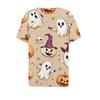 Women's T Shirt Tee Halloween Printed Button Short Sleeve Tunic Daily Weekend Fashion Basic V- Neck Regular Top