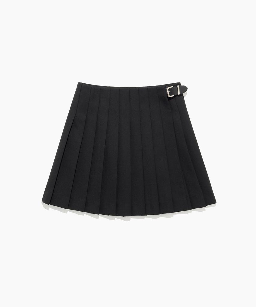 Tudument Vintage Wool Pleats Skirt Black