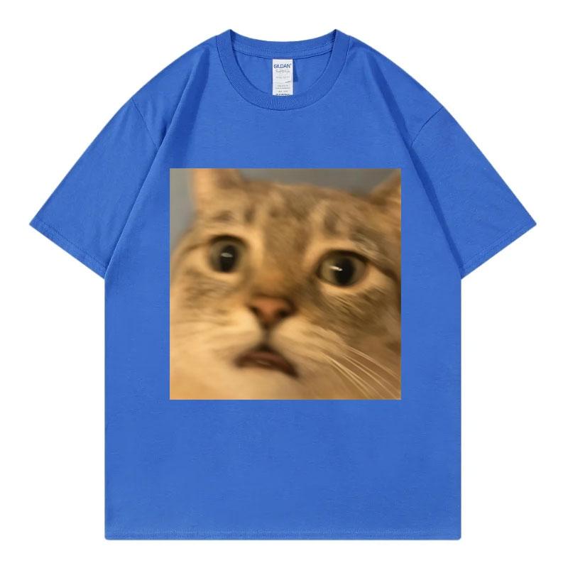 Surprised Cat Face Funny Meme Graphic T Shirts Unisex Unisex Casual Cotton Short Sleeve Tshirts Summer Fashion Oneck Loose Tshirt