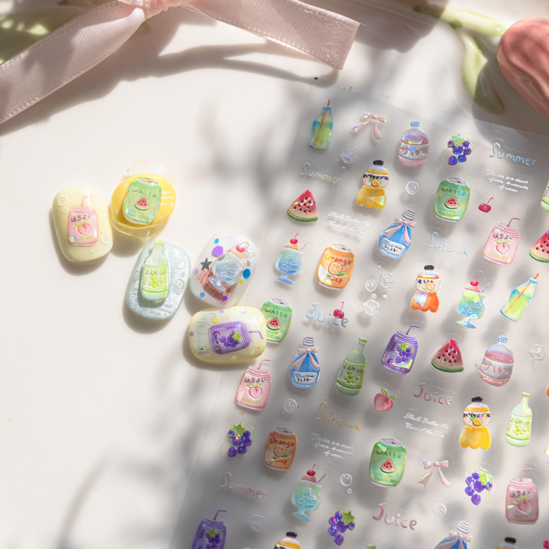 

Tomoni Summer Soda Nail Stickers - Hot-Selling Light Shell Jewelry for Girls