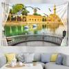 Imitace oken Krajina Tapiserie Nástěnný závěs Přímořská scenérie Kolej Bohémský obývací pokoj Domácí dekorace