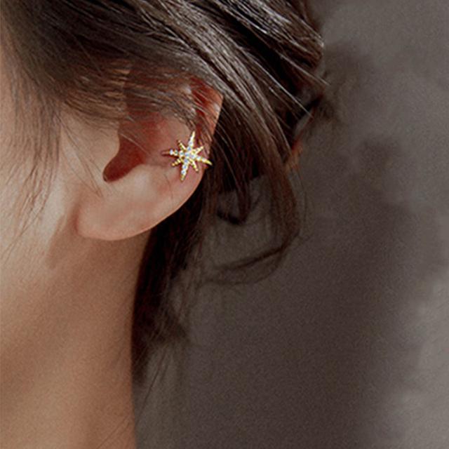 Fashion Exquisite Rhinestone Decor Ear Cuff Earring for Woman Ear Summer New Arrival Christmas Jewelry Gift