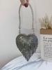 Small Heart-Shaped Rhinestones Evening Bag with Chain for Women Handbag Rhinestones Clutch Purse Crossbody Shoulder Bags