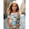 Buntes Katzenmädchen T-Shirt Niedliche Muster Sommer Kurzarm 3D Druck Mädchen Oberteil Mode Lässig Streetwear Kinderkleidung