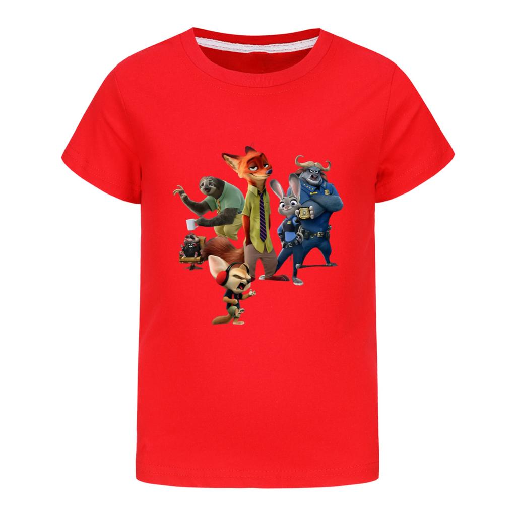 Fashionable Round Neck Short Sleeve Work Clothes Printed Tops For KID Summer Tops