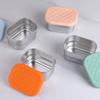 3pcs Stainless Steel Snack Box 8oz Rectangular Food Container with Leak-Proof Lid Multipurpose Small Container for Fruits Salad