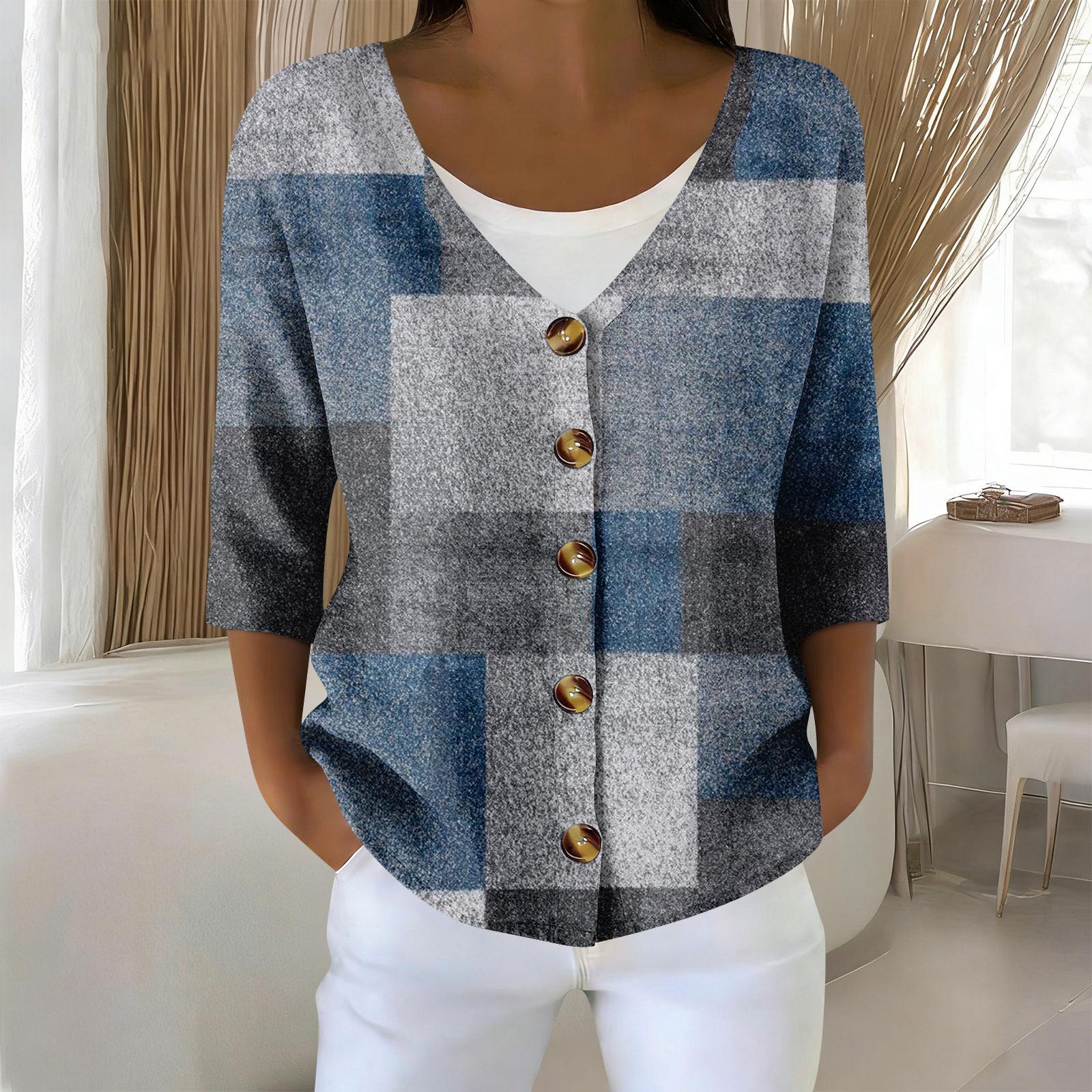 

Women s 3/4 Sleeve Shirts Graphic Tees Shirts Casual Basic Tops Pullovers XL небо синє кольору