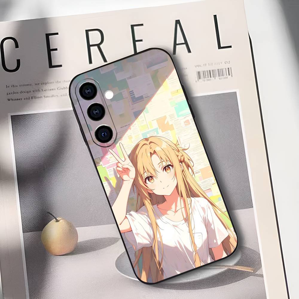 A-Asuna K-Kirito Phone Case For Samsung Galaxy A73,A72,A71,A70,A53,A52,A51,Soft Silicone Black Cover