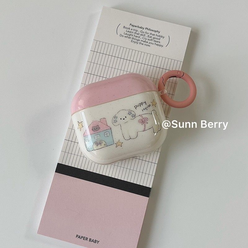 

Pink Girl Cute House XINGX Puppy for Airpods4 Bluetooth Headset Case Airpods2/3 Protective Case Soft Case for Apple Second Generation Headset Case airpods pro2 pro2 and pro Neutral
