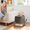 Large Stainless Steel Litter Box, Enclosed Metal Cat Litter Tray with Scoop, Deodoriser Bag, Front-Entry and Top-Exit
