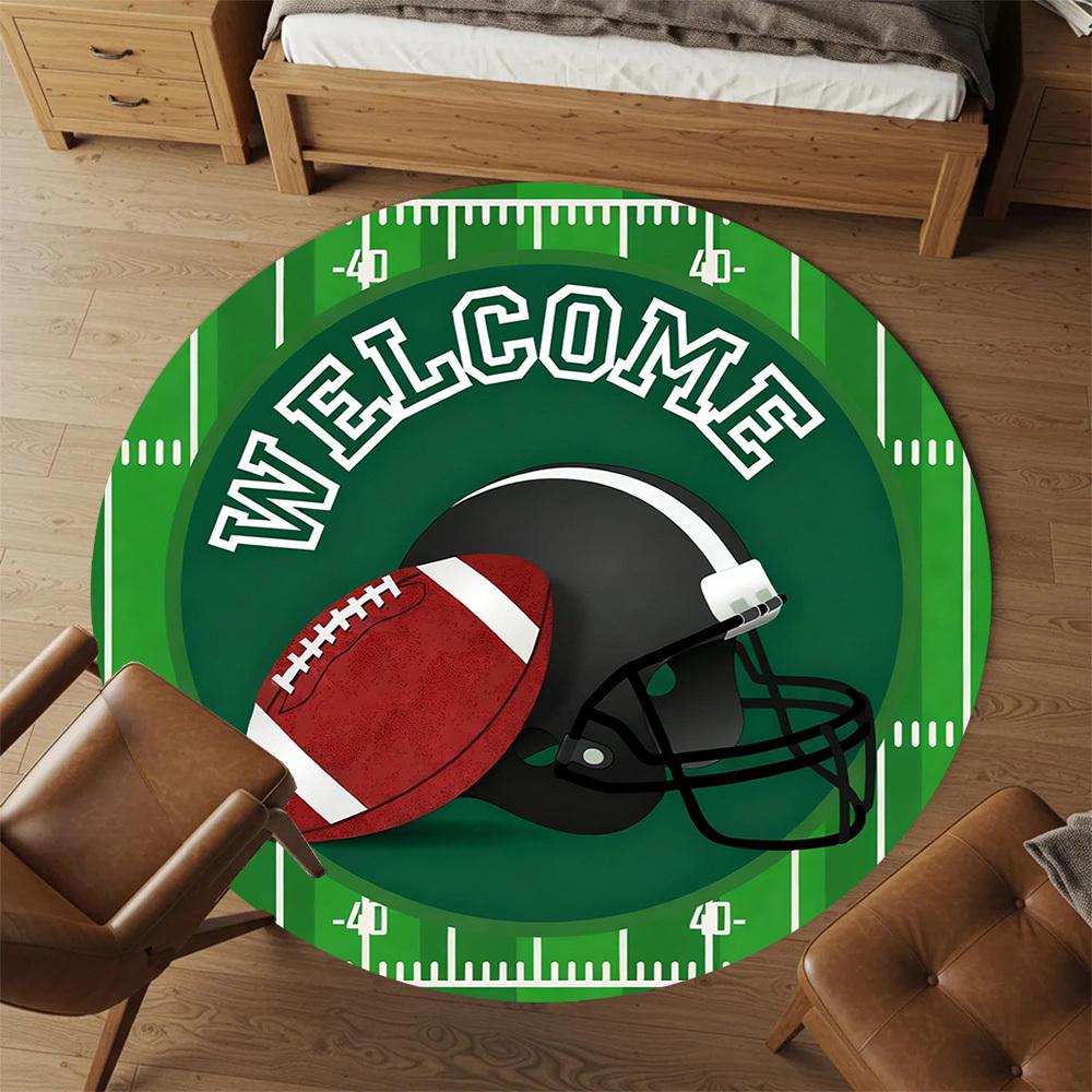 1pc Football Round Chair mat office Area Rug - Non-Slip, Floor Mat for Office, Bedroom, Ideal home decor gift c0112018