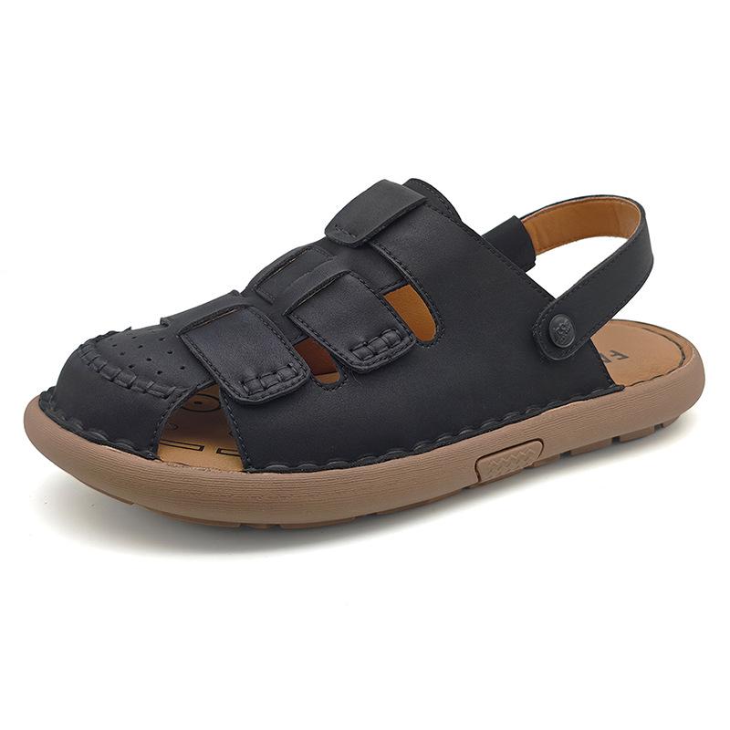 Large Men s Roman Sandals – Outdoor Casual Breathable Beach & Two-Use Slippers 44 чёрный