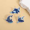 Marine Animals Blue Whale Shaker Enamel Pins Glitter Ocean Sea Animal Brooches Lapel Badge Jewelry Accessories Gift for Friends