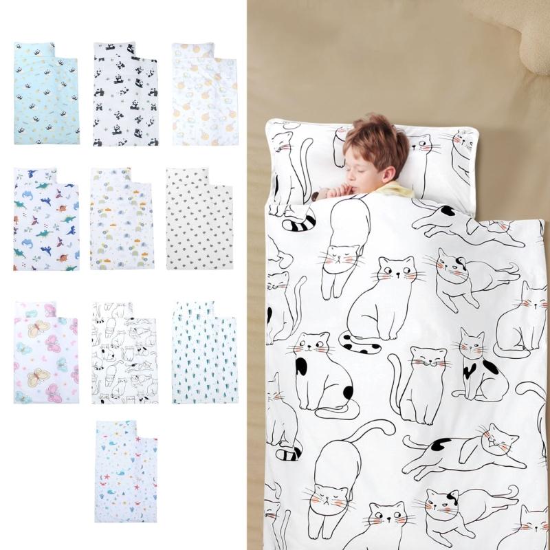 Toddler Sleep Mat Sleeping Bag, Kids Sleeping Pad with Removable Pillow Lovely Print Blanket Baby Crib Decors