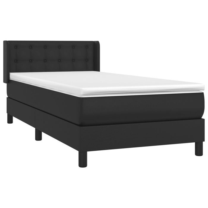 Maison Exclusive - Sommier à lattes de lit avec matelas Noir 90x200 cm Similicuir
