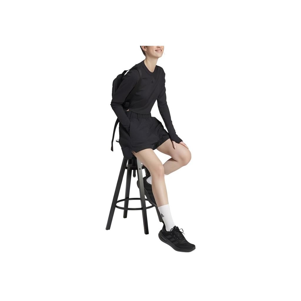 Adidas Solid Color Round Neck Short Sleeve Pullover T-Shirt Women Tops Black IP1699