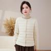Down cotton liner women's winter short wear light and slim collarless jacket with fashionable warm small cotton-padded jacket