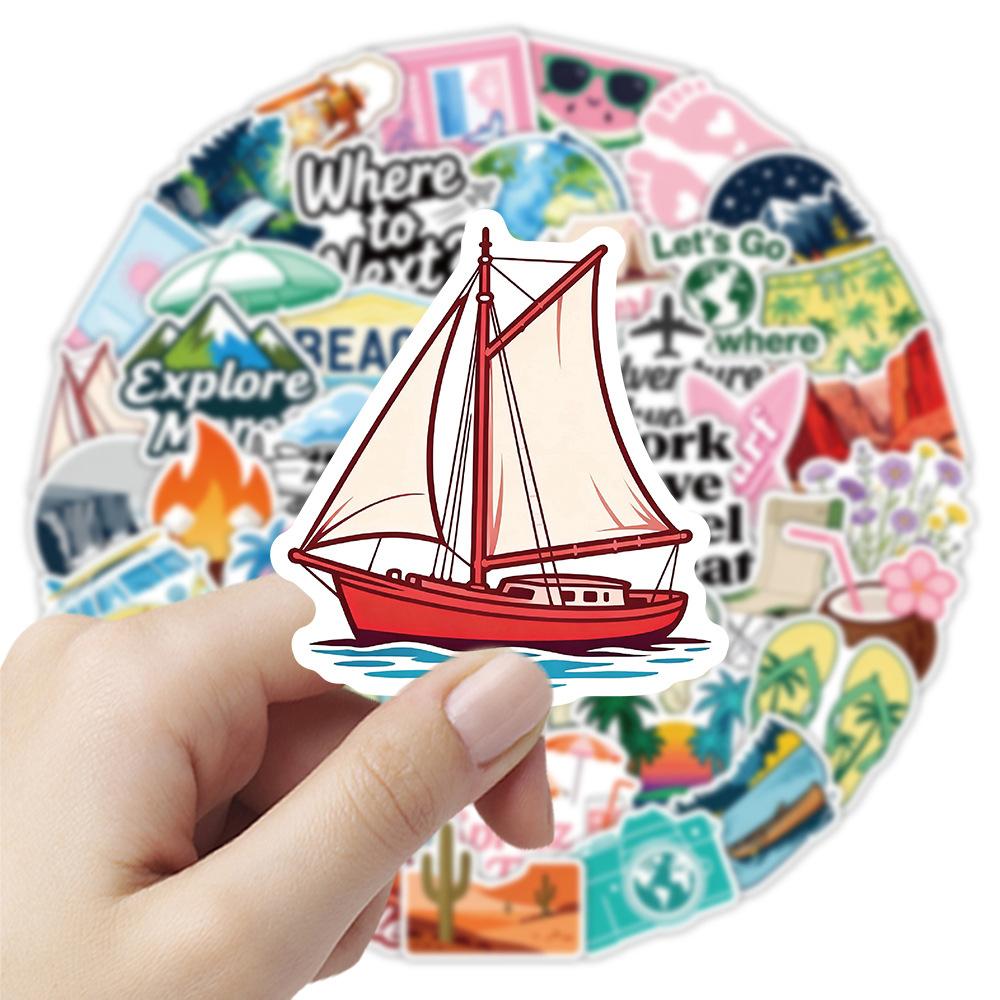 10/30/50pcs Aesthetic Outdoor Travel Landscape Stickers Hiking Camping Decals Skateboard Phone Guitar Cartoon Sticker Decoration